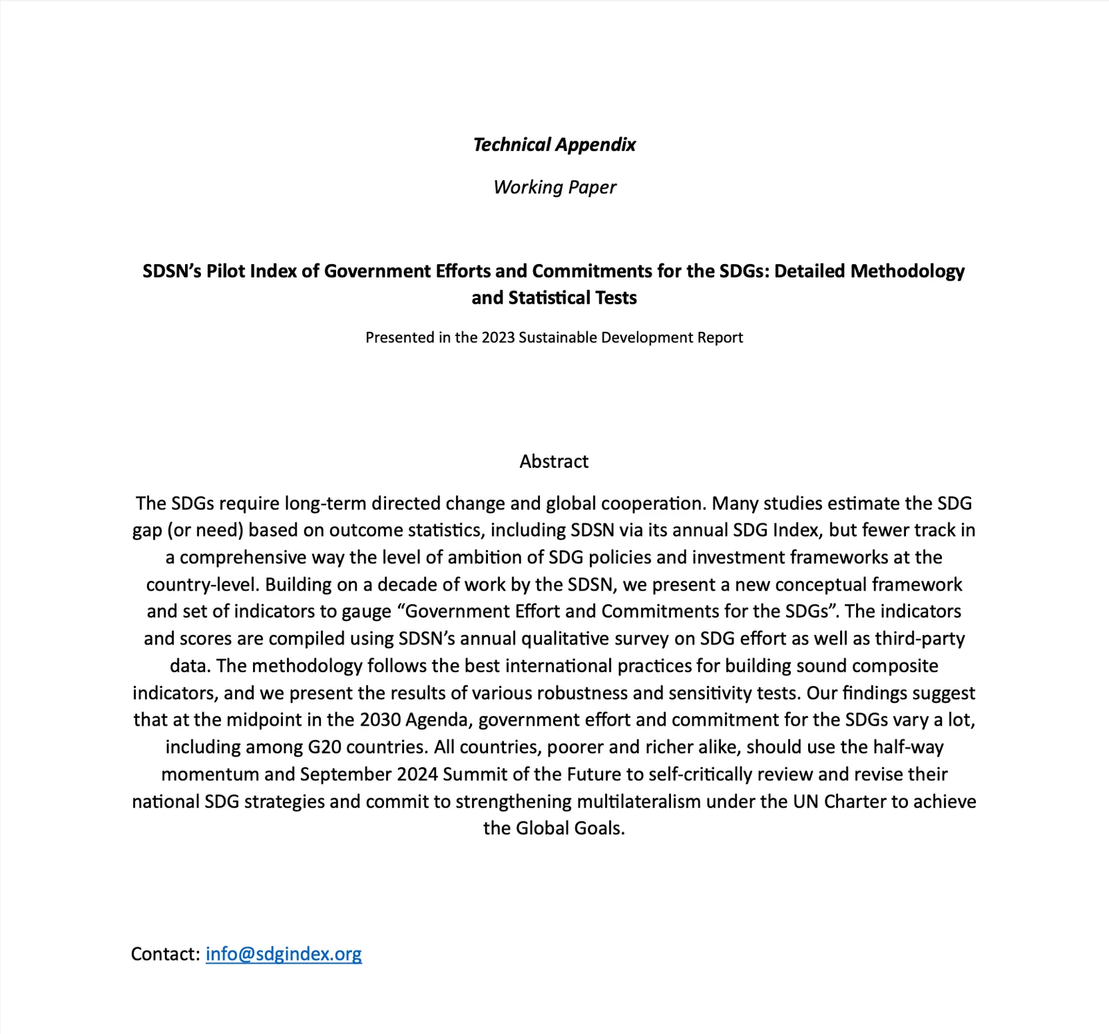 Working Paper - Government Efforts and Multilateralism